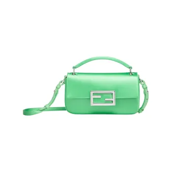 FENDI Baguette Satin Handbag Shoulder Bag Crossbody Bag Cell Phone Pouch Regular Women's Green