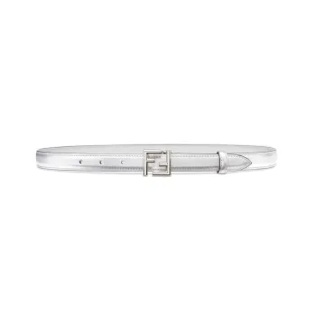 FENDI By Marc Jacobs Ff Belt Silver Colored Leather Belt