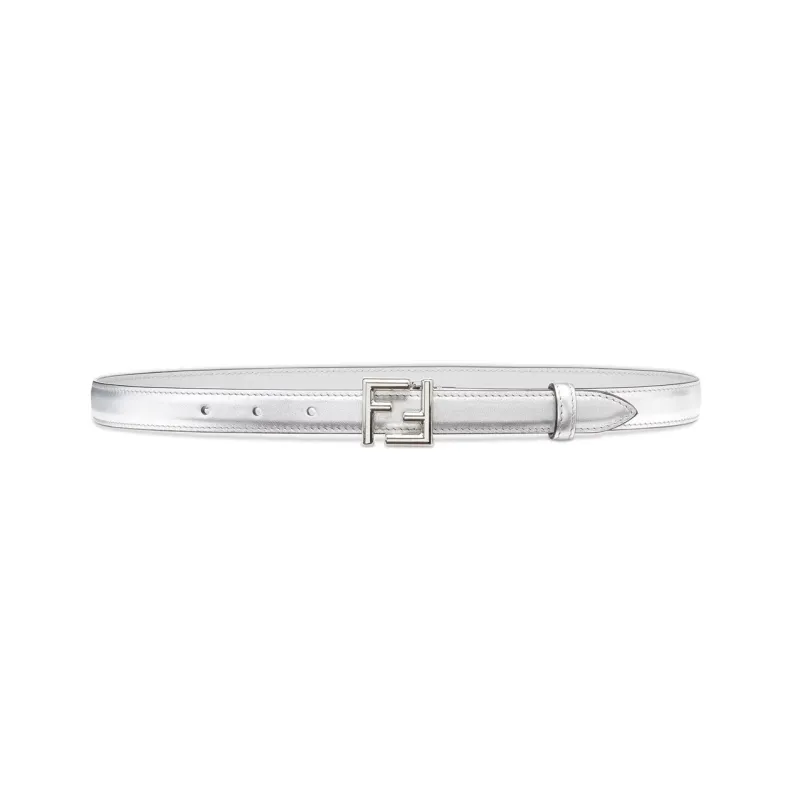 FENDI By Marc Jacobs Ff Belt Silver Colored Leather Belt-0