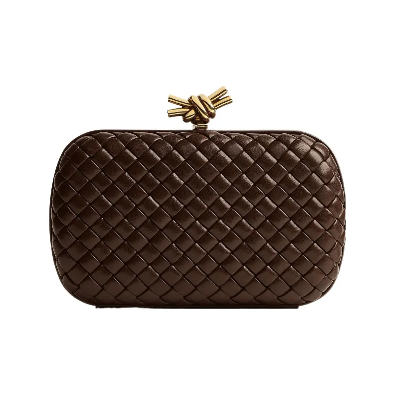 Bottega Veneta KNOT Lambskin Gold Mouth Bag Evening Party Clutch Women's Light Umber-0