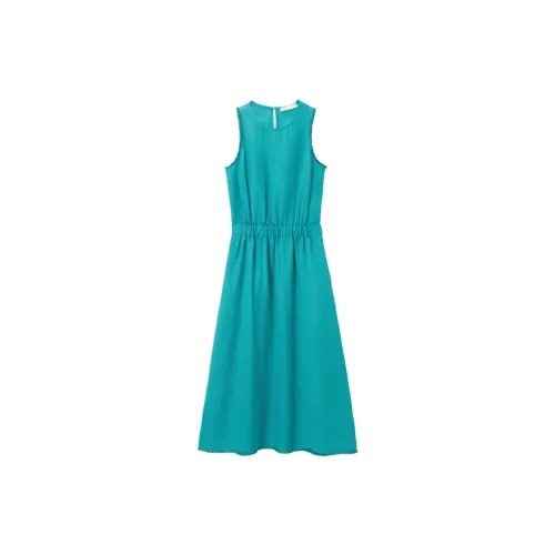 OVV Sleeveless Dresses Women's Lake Blue Pure Color 08