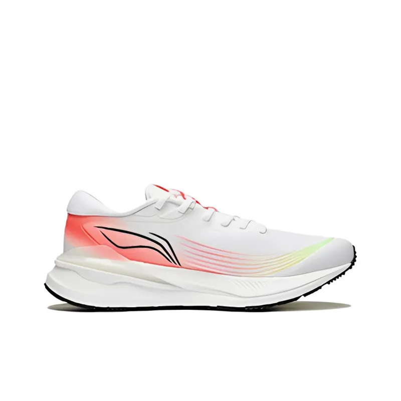 LiNing Light Cushioning, Slip Resistant, And Breathable Low Top Running Shoes Men's White Red-1