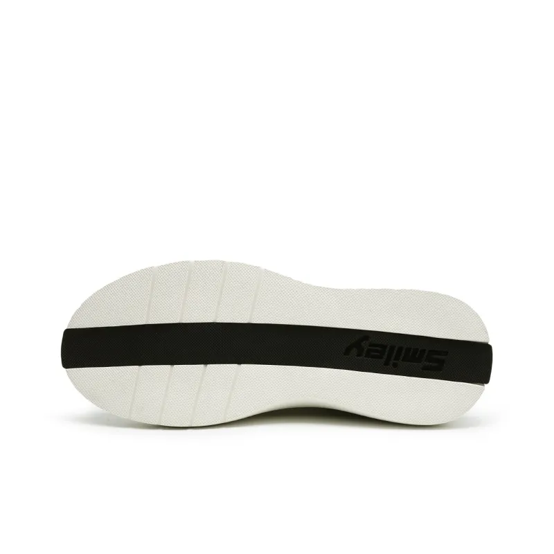 SMILEY Skateboard Shoes Men Low Top White Black-4