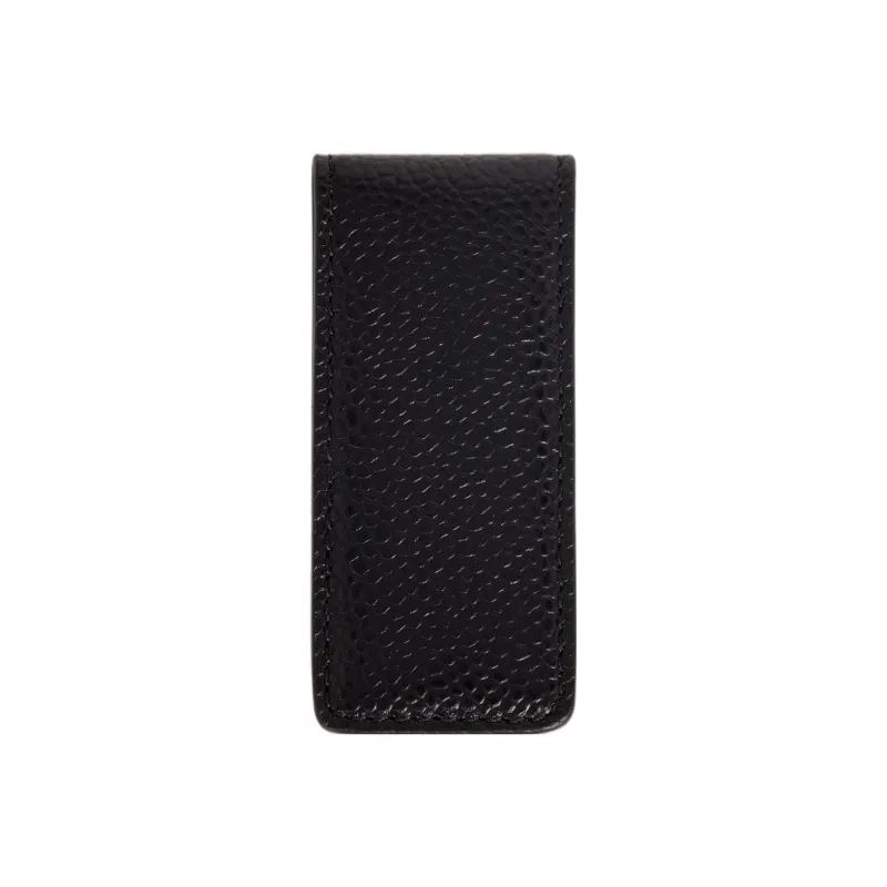 THOM BROWNE· Pebbled Cow Leather Card Clip Card Holder Men's Black-1