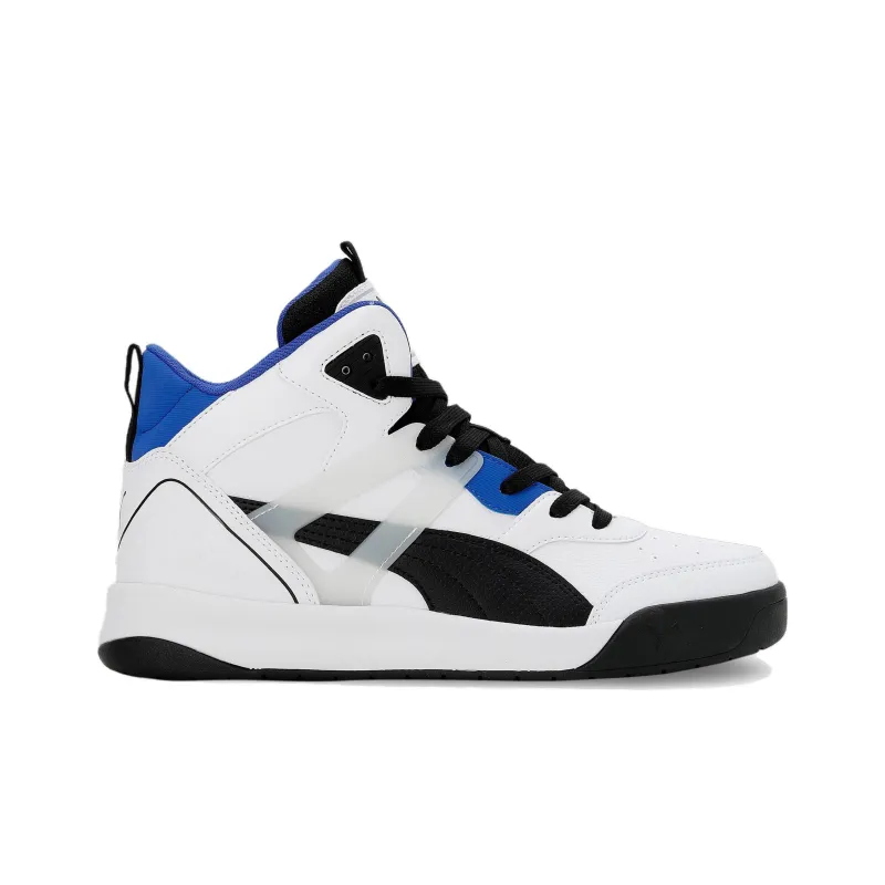 1DER x PUMA Backcourt Anti-Slip Wear-Resistant Mid-Top Skateboard Shoes Men's White Black Blue-1