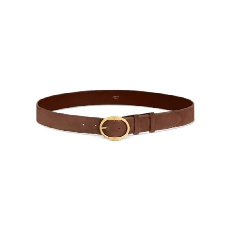 CELINE Large Twin Triomphe Belt In Suede Calfskin-1