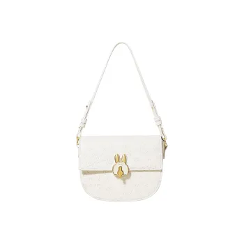 Miffy PU Saddle Bag Shoulder Bag Crossbody Bag Women's Ecru/Khaki