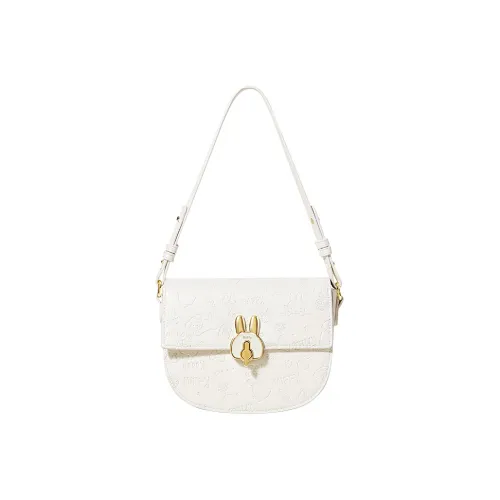 Miffy PU Saddle Bag Shoulder Bag Crossbody Bag Women's Ecru/Khaki