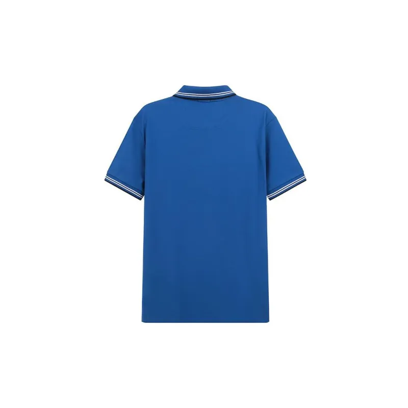 HUGO BOSS SS23 Men's Curved Logo Short-Sleeve Polo Shirt Blue-1