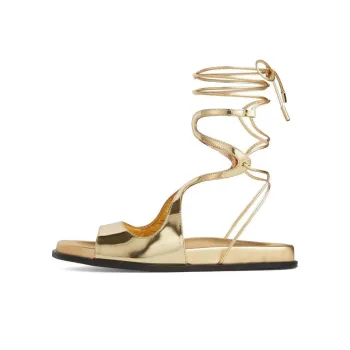 Jimmy Choo Azure Metallic Leather Flat Sandals