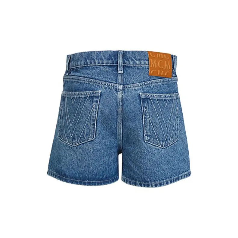 MCM FW22 Denim Shorts Women's Blue-1