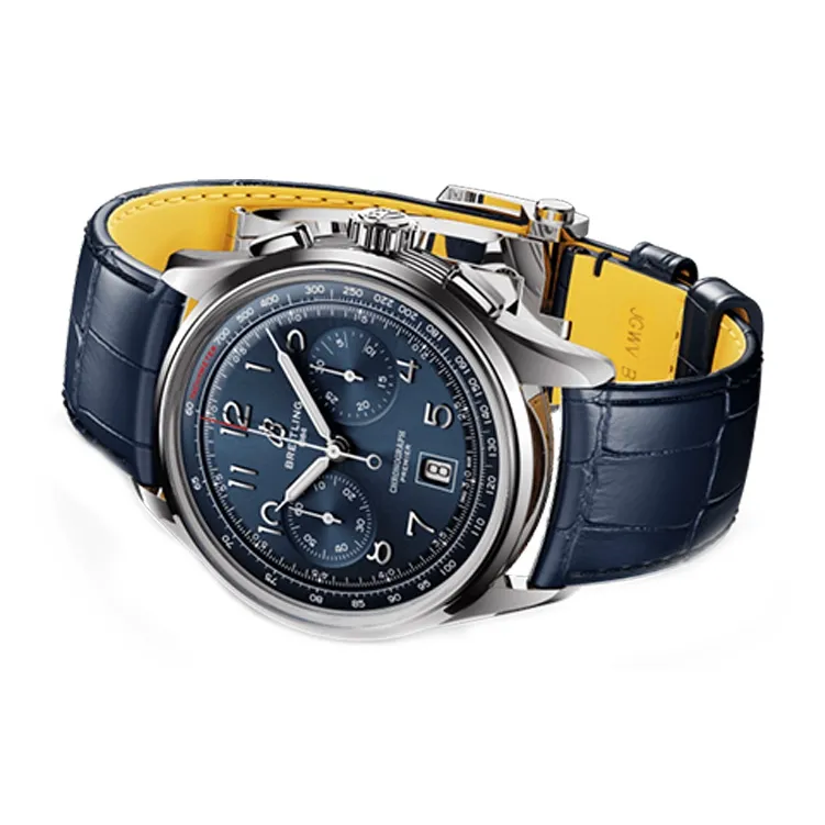 BREITLING Automatic Mechanical Movement Men's Watches Watch 42mm Blue Dial Stainless Steel Case Crocodile Leather Strap-1