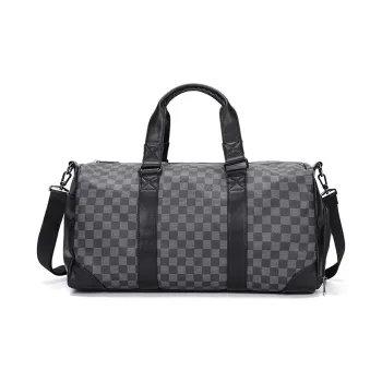 SURELAPTOP PU Basketball Bag Sports Bag Portable Crossbody Travel Bag Large Size Unisex Checkerboard