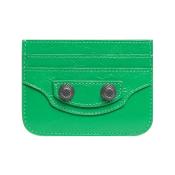 Balenciaga Le Cagole Lambskin Card Clip Card Holder Wallets Women's Green