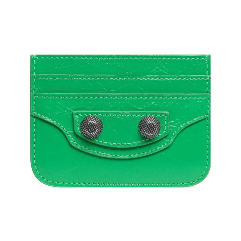 Balenciaga Le Cagole Lambskin Card Clip Card Holder Wallets Women's Green-0