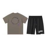 Set [taupe short sleeves + black shorts]