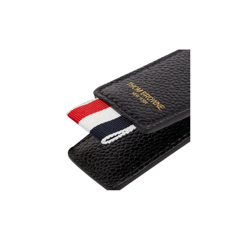 THOM BROWNE· Pebbled Cow Leather Card Clip Card Holder Men's Black-2