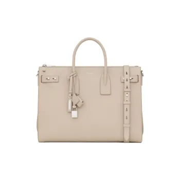 SAINT LAURENT SAC DE JOUR Calfskin Shoulder Bag, Crossbody Bag, Handbag Regular Men's Beige