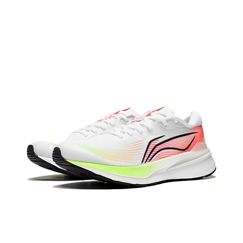 LiNing Light Cushioning, Slip Resistant, And Breathable Low Top Running Shoes Men's White Red-2
