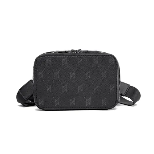NOMK Genuine Leather Top Grain Cow Leather Coin Purse Crossbody Bag Small Size Unisex Black