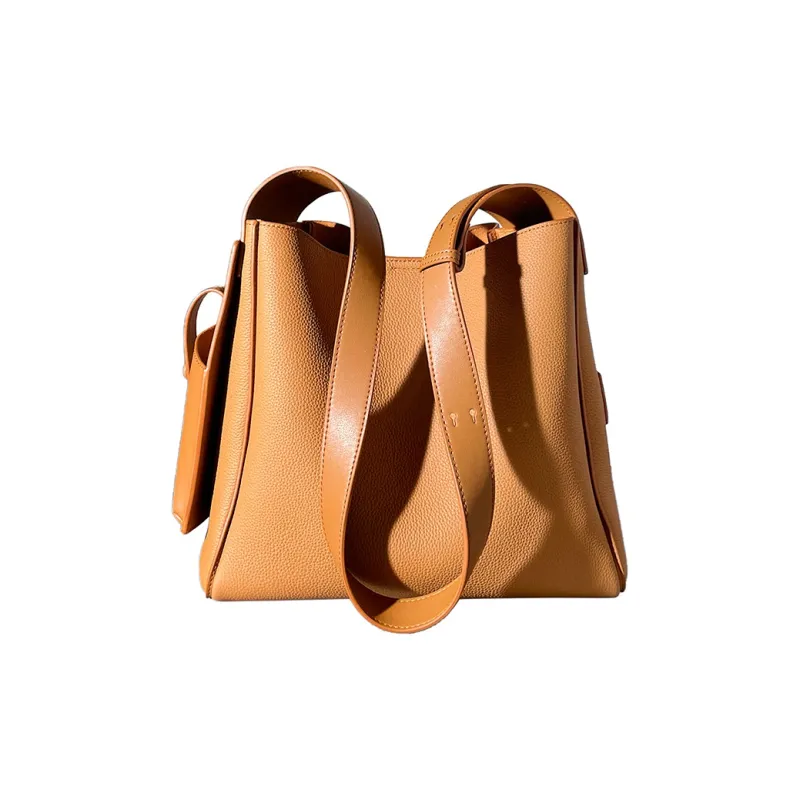AJ AOIRJ Cow Leather One Shoulder Handbag Medium Size Women's White Brown/Gray/Cookie-3