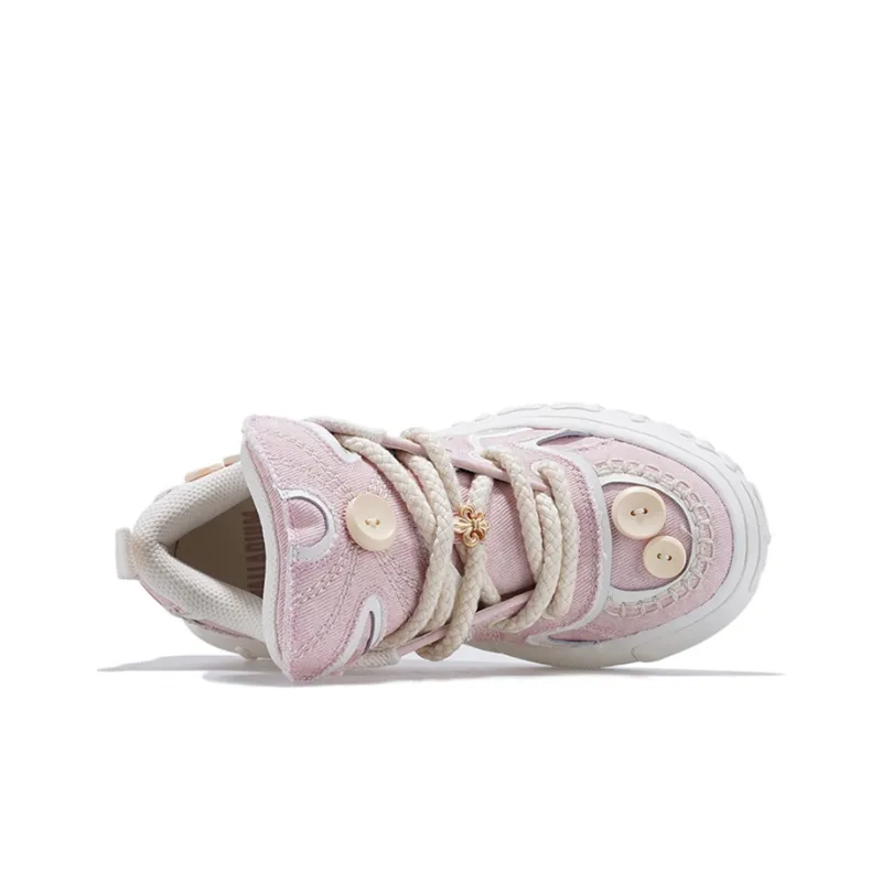 Palladium Durable Breathable Low Top Platform Skateboard Shoes Unisex Cherry Pink/White-2