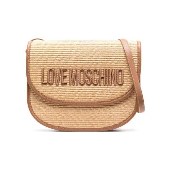 LOVE MOSCHINO Raffia Shoulder Bag Crossbody Bag Women's Beige/Umber