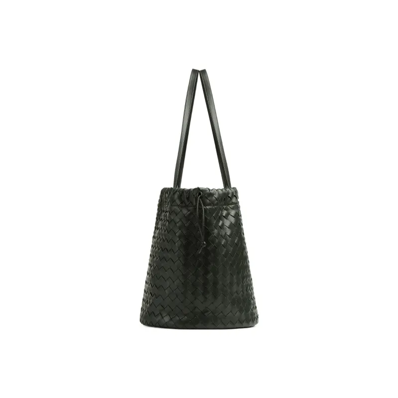Bottega Veneta Lambskin Bucket Bag Handbag Medium Size Women's Dark Green-1