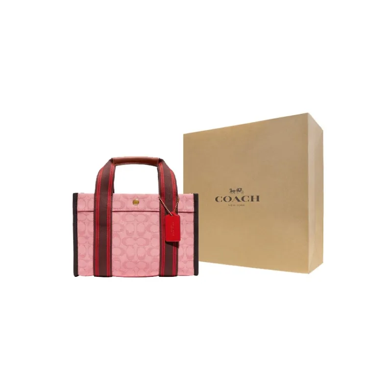 COACH Spin Fabric With Smooth Leather Shoulder Bag, Crossbody Bag Tubas Women's Pink & Red Black-6