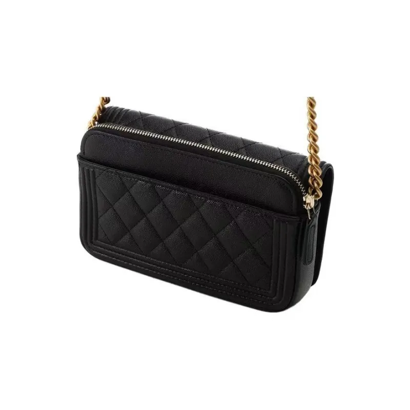 CHANEL Boy CHANEL Flap Phone Holder With Chain Black-4