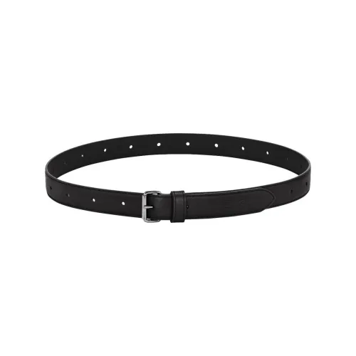 LONGCHAMP Solid Color Comfortable Lightweight Pin Buckle Leather Belts Women's Black