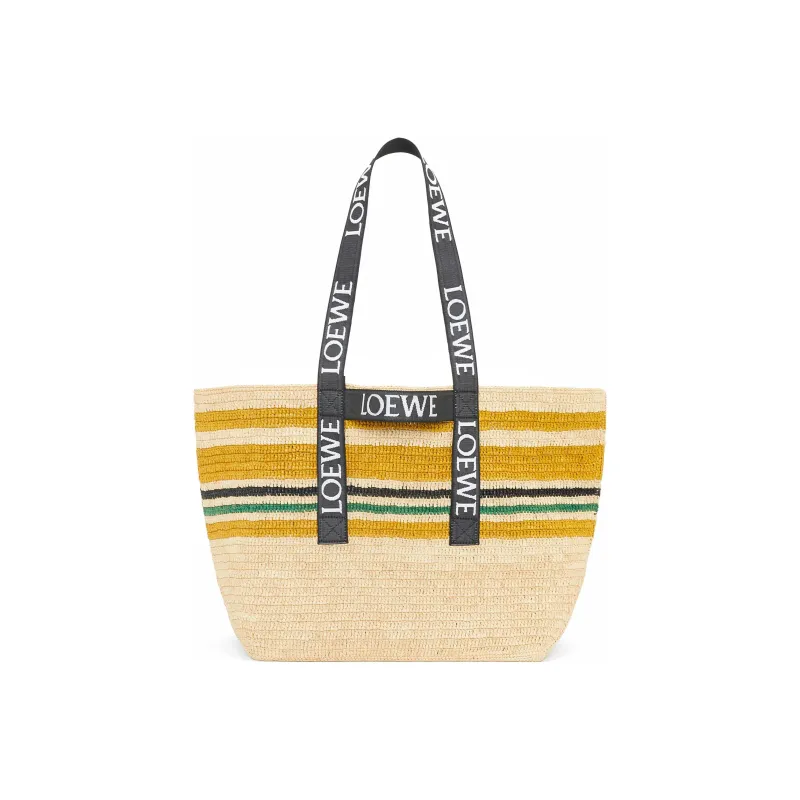 LOEWE Raffia Fiber One Shoulder Handbags Women's Multicolor/Black-3