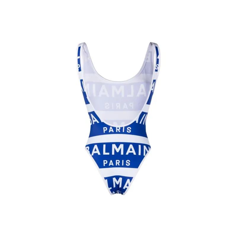BALMAIN Striped Logo print Bikini-1