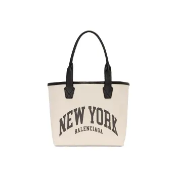 Balenciaga Organic Cotton Canvas With Leather Trim Canvas Bag Tote Bag Shopping Bag Handbag Women's Khaki