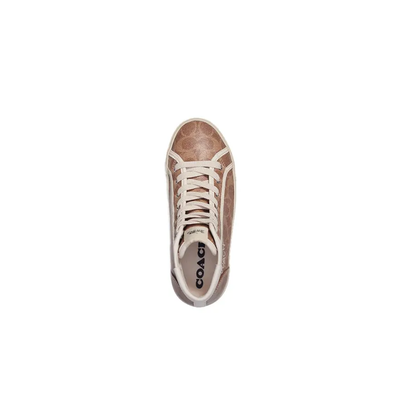 COACH CitySole High Top Stylish Skateboarding Shoes Women's Brown White-2