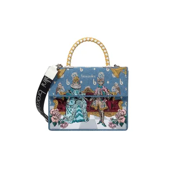 Braccialini Leather Shoulder Bag Crossbody Bag Handbag Trunk Bag Medium Size Women's Blue