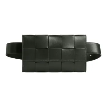 Bottega Veneta CASSETTE Calfskin Sling Bag Fanny Pack Men's Dark Green