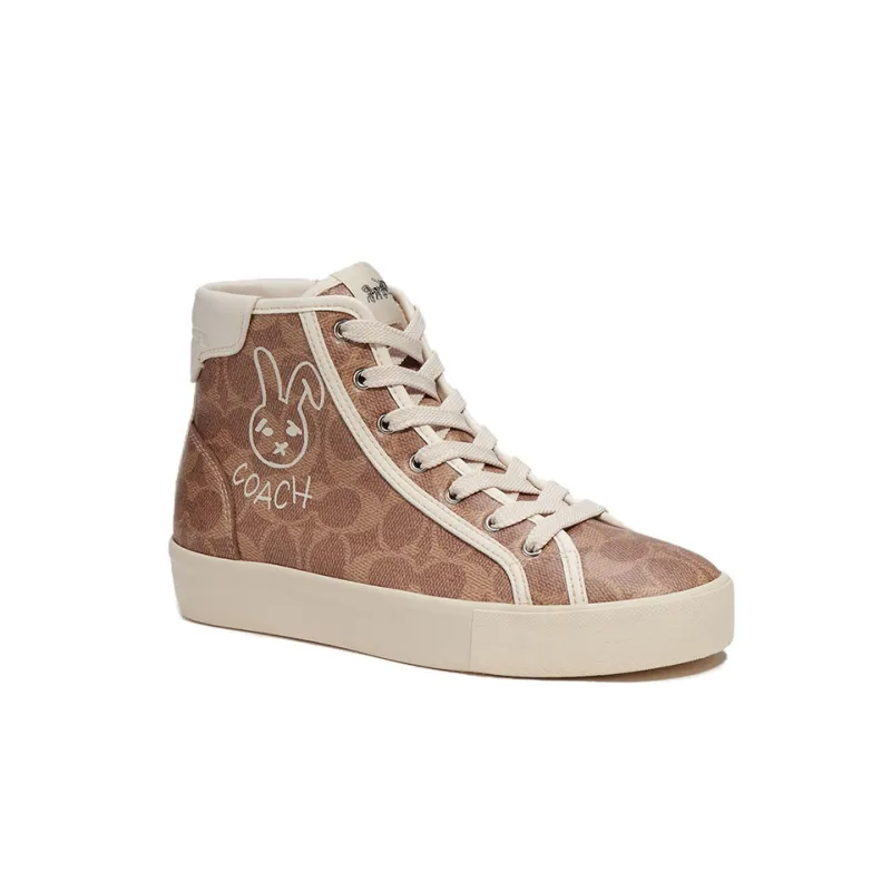 COACH CitySole High Top Stylish Skateboarding Shoes Women's Brown White-1