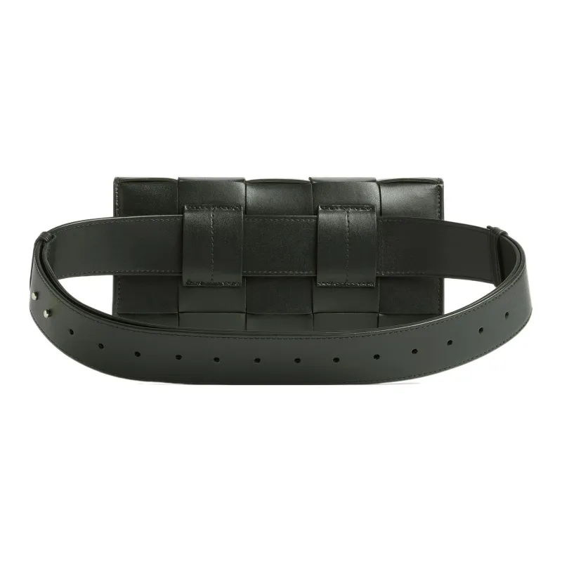 Bottega Veneta CASSETTE Calfskin Sling Bag Fanny Pack Men's Dark Green-1