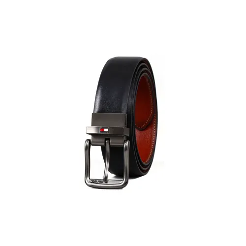 Tommy Hilfiger Elegant And Understated Pin Buckle Leather Belts Men's Black Width 3.4cm