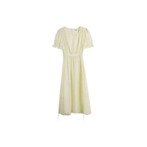 Olrain Short-Sleeved Dresses Women's Light Yellow