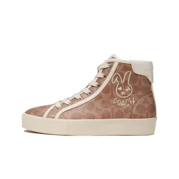 COACH CitySole High Top Stylish Skateboarding Shoes Women's Brown White