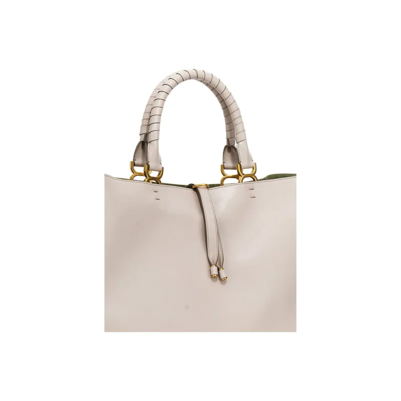 Chloe Marcie Grained Calfskin Tote Bag Shopping Bag Shoulder Bag Handbag Women's Gray-4