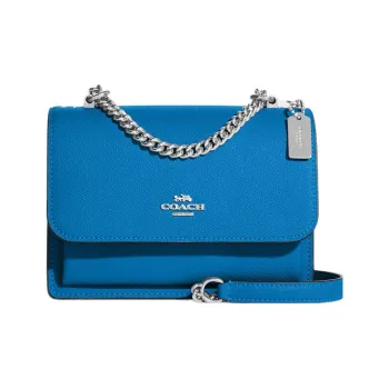 COACH Klare Cross Stitch Leather Envelope Bag Shoulder Bag Crossbody Bag Small Size Women's Blue