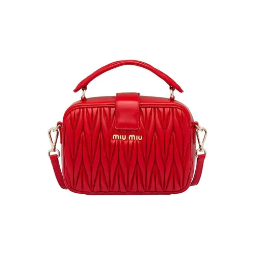 MIU MIU Sheepskin Crossbody Handbags Women's Red