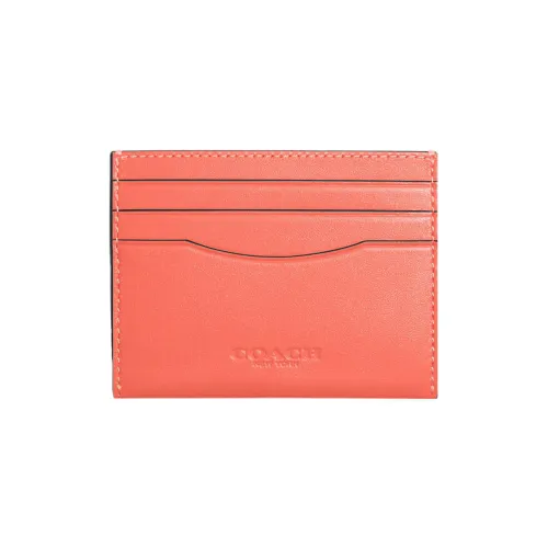 COACH Card Case Cow Leather Card Clip Card Holder Women's Orange