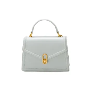 GXFMOD Genuine Leather Small Square Bag One Shoulder Handbag Flap Bag Medium Size Women's Milk Tea Beige White Black