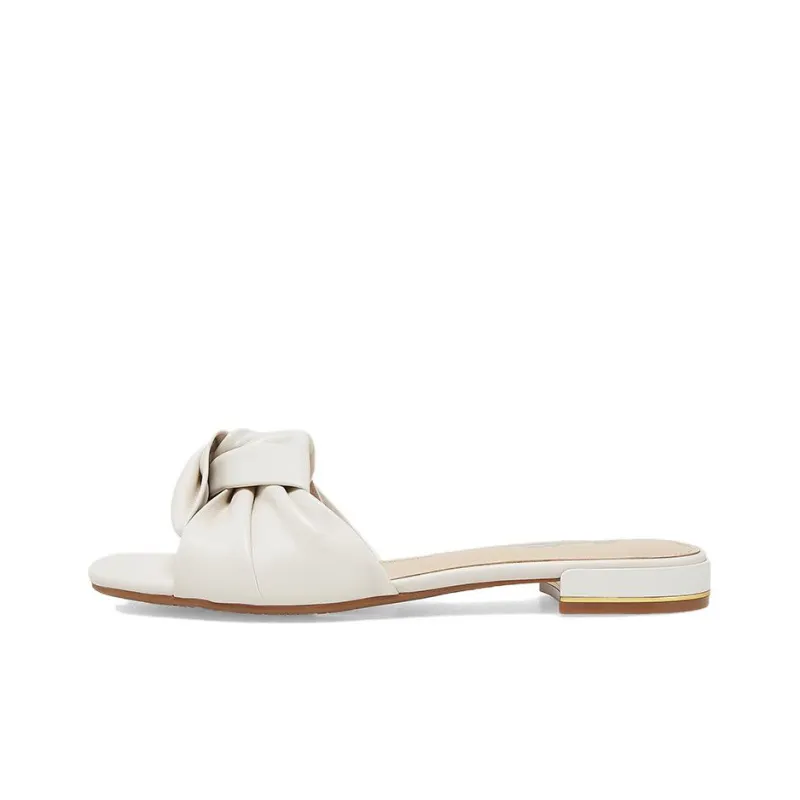 BATA Slide Slippers Women's Ecru/Yellow/Green-0