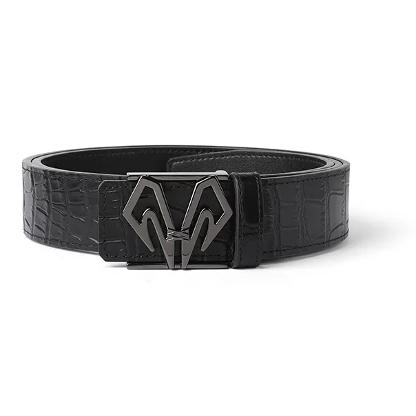 BABAMA Crocodile Pattern, Smooth Buckle Leather Belts Men's 3.5CM-0