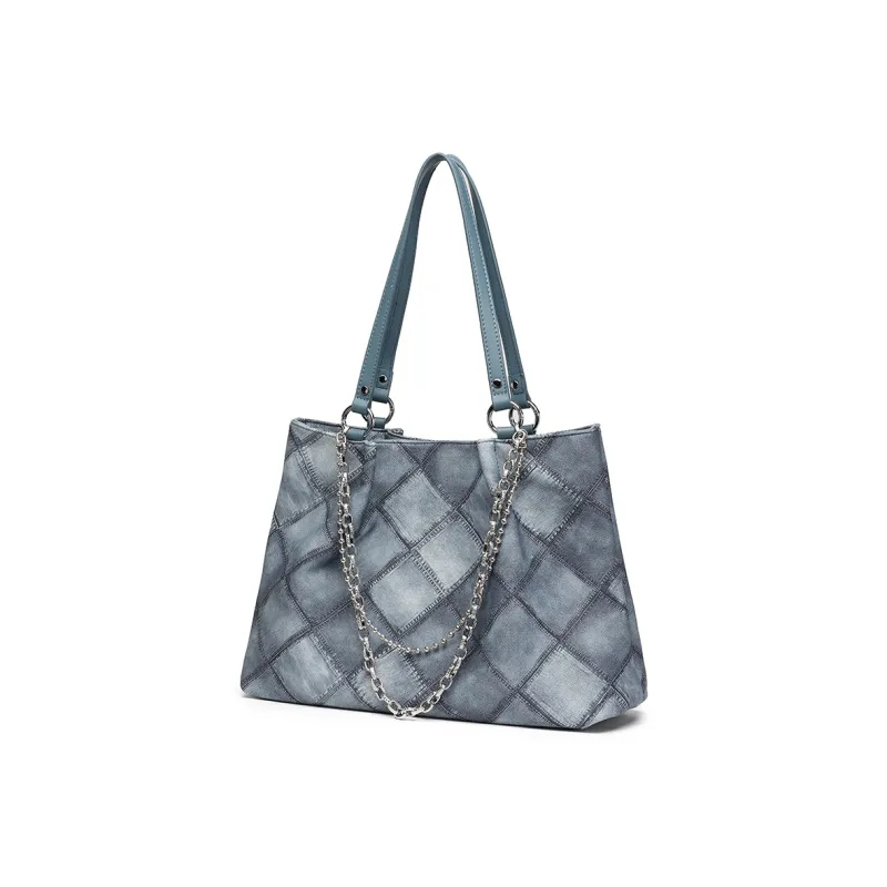 NOMK PU Chain Bag Tote Bag Shopping Bag Commuter Bag Handbag Shoulder Bag Regular Women's Black/Blue/Pink-17
